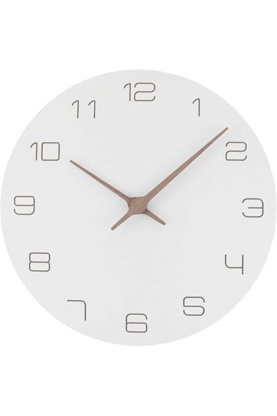 Sunlink ساعة حائط بيضاء صامتة مقاس 29 سم - كوارتز رقمية حديثة وبسيطة ومبتكرة