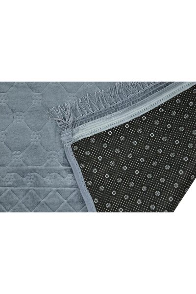 Home Dwell Premium Velvet Prayer Mat 80 x 120 cm - Anti-Slip Muslim Janamaz with Tasbeeh - Grey