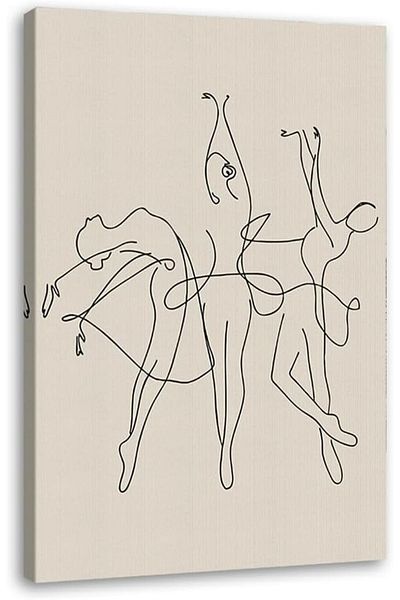 Generic KUBAPIG Black And White Ballet Dancer Girl Poster Abstract Dance Line Draw Canvas Painting Prints W