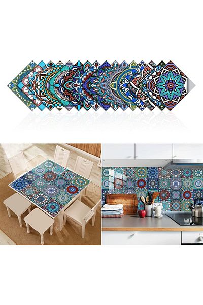 Generic ELECDON 16PCS Square Tile Wall Stickers 3D, Decal Mosaic Home Room Decor DIY Tile Stickers for Kitc