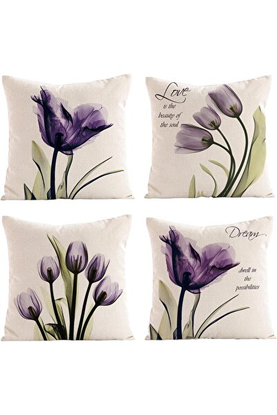 Tazweeq أغطية وسائد مزخرفة، 4 قطع من أغطية الوسائد المقاومة للماء (18 × 18 بو...