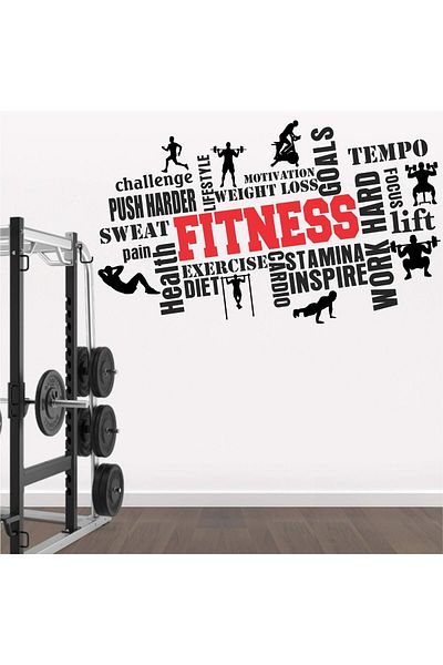 Generic StickMe 'Gym Fitness Bodybuilding Sport Workout Creative Colorful Word Cloud Wall Sticker' SM817 (P
