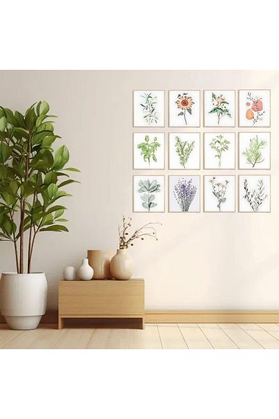 Generic Today Idea 12pcs Botanical Canvas Prints Plant Wall Art for Living Room & Bedroom Decor (Frameless-