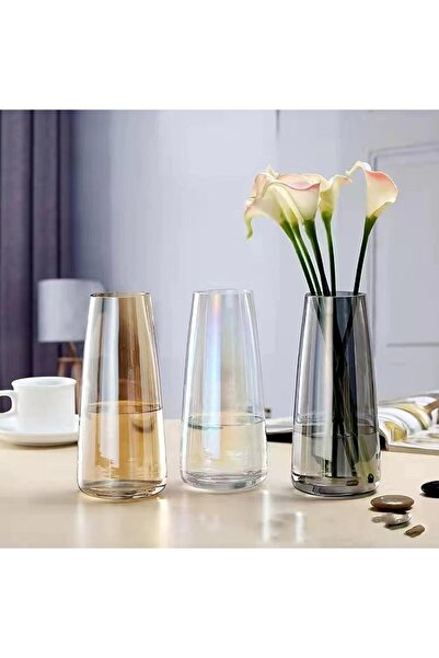 Qiccijoo Aurora Phantom Amber Glass Vase, 22.5cm Cylinder