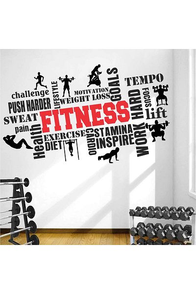 Generic StickMe 'Gym Fitness Bodybuilding Sport Workout Creative Colorful Word Cloud Wall Sticker' SM817 (P