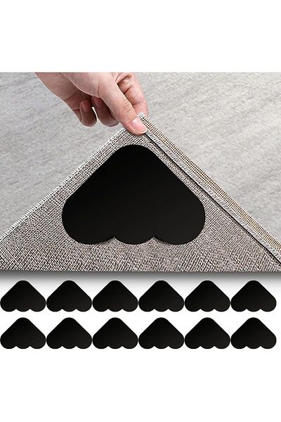 Generic Oasisgalore 12Pcs Grippers for Rugs, Non Slip Double Sided Carpet Stickers, Reusable Rubber Rug Cor