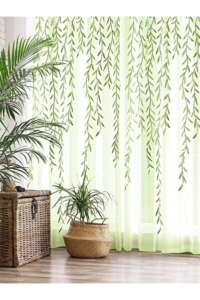 Generic Green Sheer Curtains 39 X 106 Inches Long 2 Panels, Semi Sheer Voile ...