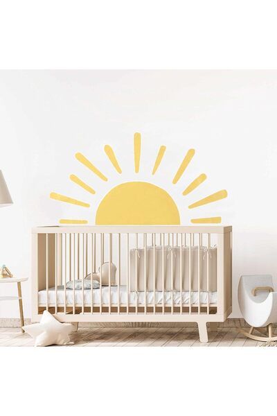 HUHJRUAR Large Half Sun Wall Decal - Nursery Decor, Removable Sunburst Wall S...