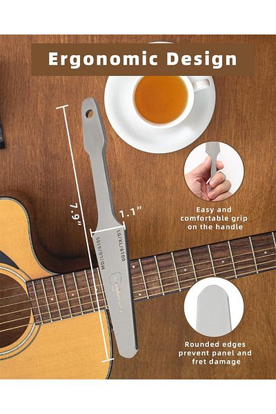 Generic Guitar Fret File, AZONEE Double-Sided Fret Crowning File for Electric, Acoustic, and Bass Guitars,