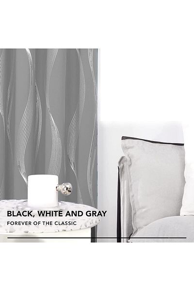 Generic Bolivia's Blackout Curtains, 2 Panels Silver Foil Print Thermal Insulated Black Out Curtains for Be