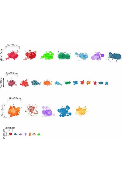 Amimagen Colorful Paint Splatter Wall Stickers - Graffiti Painting Splotches