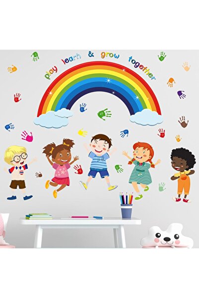 Amimagen ملصقات حائط "اللعب والتعلم والنمو معًا" - اقتباسات قوس قزح ملهمة