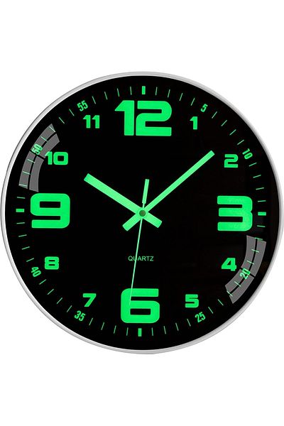 Generic 12inch Luminous Clocks Battery-Operated Silent Glow in The Dark wall Clock for Office Kitchen Bedro
