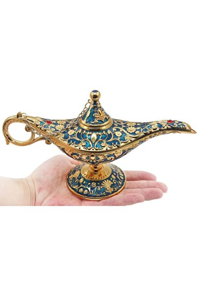 Generic AVESON Classic Vintage Aladdin Magic Genie Costume Lamp Home Table Decoration & Gift, Golden Blue