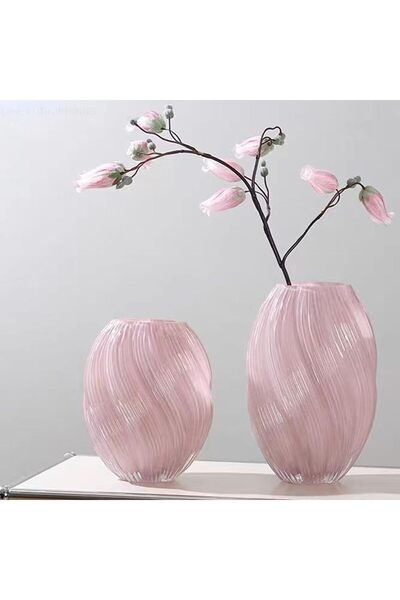 Qiccijoo Iridescent Crystal Glass Vase - Pink, 27cm