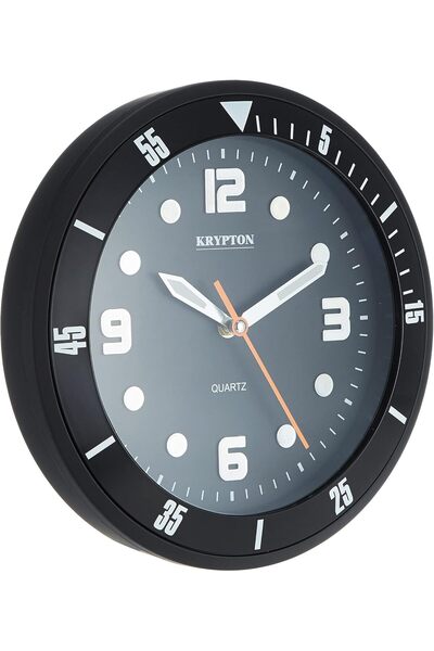 007 Krypton Large Modern Round Decorative Wall Clock - Gray, Plastic, Glass, Analog