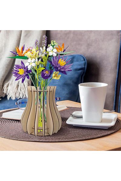 Generic KASTWAVE Vase for Lego Flowers, Wooden Puzzle Flower Vase, Cute Flower Vase Building Set for Lego F