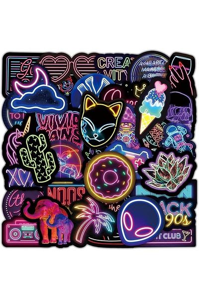 Generic 50 Pcs Cool Neon Stickers, Water Bottle Stickers, Sticker Pack For Kids Adults Teens, Waterproof Vi