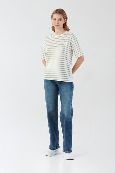 Fulla Moda Striped Crew Neck Oversize T-Shirt