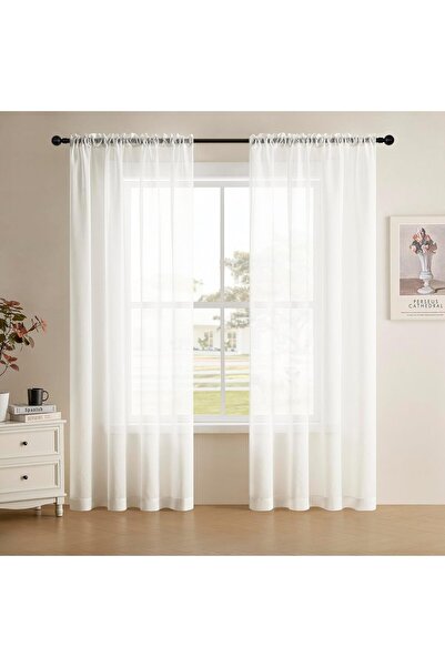JOYDECO White sheer curtains 72 inches long, set of two from Joydeco, lightwe...