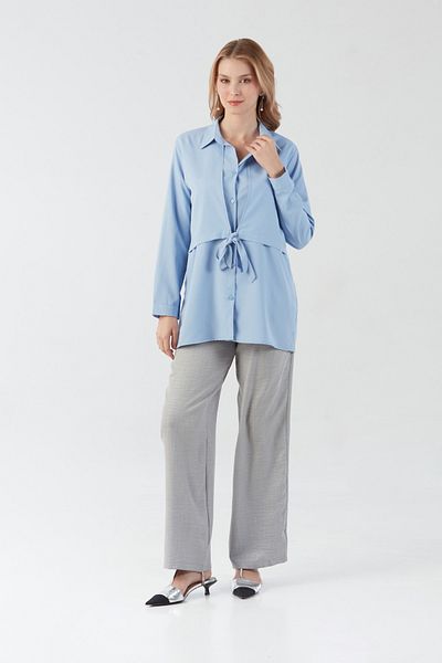 Fulla Moda Buttoned Tie Front Shirt