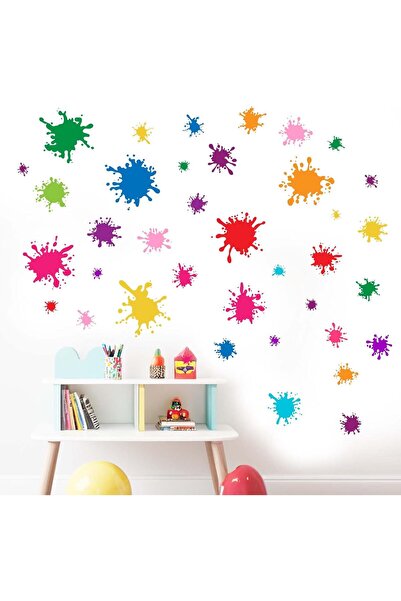 Amimagen 38pcs Colorful Paint Splatter Wall Decals - Graffiti Wall Stickers