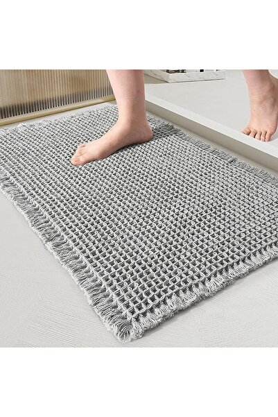 Arabest Waffle Bath Mat with Tassels, Non-Slip Absorbent Shower Rug, Quick Dr...
