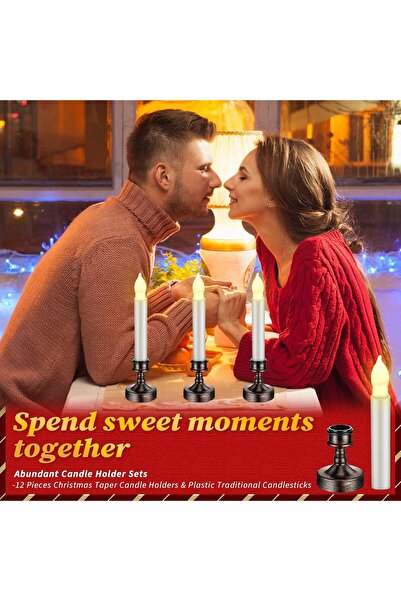 TERRIFI 12 Pieces Window Candle Taper Candle Holders (Black)