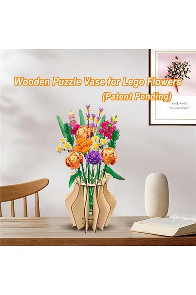 Generic NALACAL Wooden Puzzle Flower Vase, Vase for Lego Flowers, for Lego Flower Bouquet Building Set, Aes