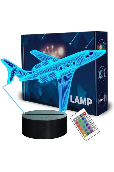 NALACAL مصباح ليلي ثلاثي الأبعاد - ديكور طائرة، 16 لونًا، يعمل باللمس وريموت،...