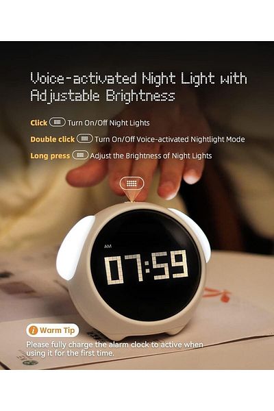 Generic Alarm Clock for Kids, Smart Emoji Multifunction Digital Clock, Dual Alarm Setting, Adjustable Brigh