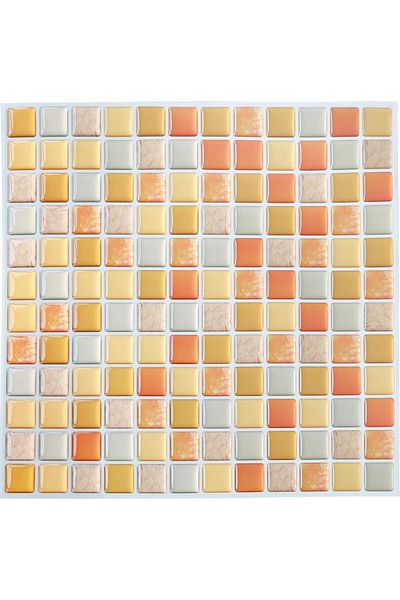 Generic Tazweeq 4 Sheets 3D Mosaic Tile Sticker, Square Decorative Vinyl Tile Decals, Removable Wallpaper T