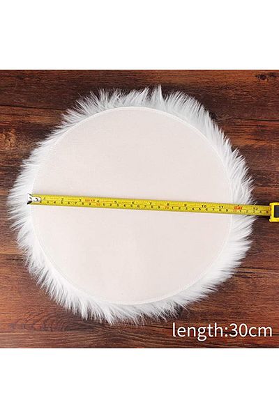 Generic Olefu 2Pcs 12 Inches Faux Fur Rug Small White Fur Rug - Round Chair Cushions - White Fluffy Rug for
