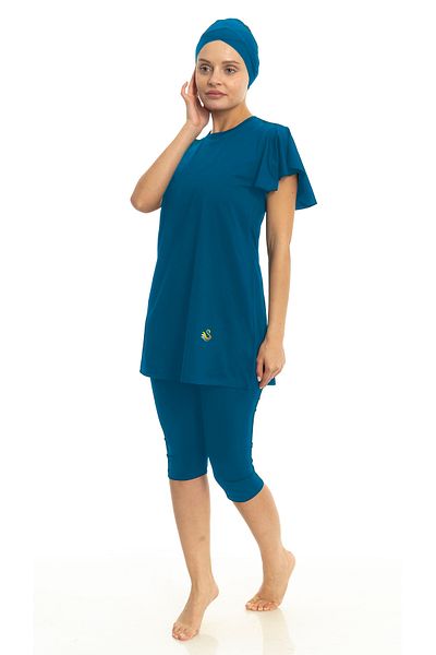 Differend Short Balloon Sleeve Semi-Hijab Swimsuit