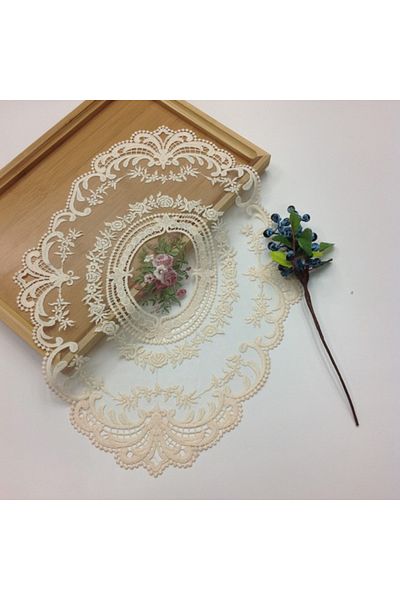 Choice -bg French Style Retro Oval Lace Placemats Coffee Mug Coaster Party Dinner Table Tablecloth Ins Vase