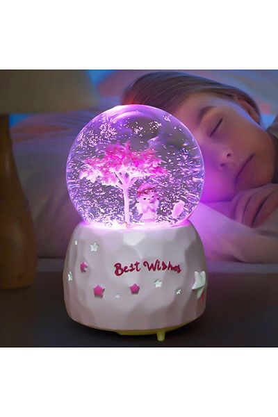 Generic Goodern Luminous Princess Sakura Snow Globes,Cartoon Snowflake Crystal Ball with Color Changing LED