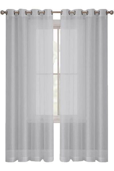 Generic Arabest Sheer Curtains, 2 Panels Semi Transparent Basic Rod Pocket Voile Window Curtain Panels for