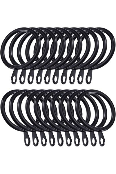 Generic Oasisgalore 20 Pack Metal Black Curtain Rings 1.2 inch Metal Hanging Rings for Curtains and Rods Dr