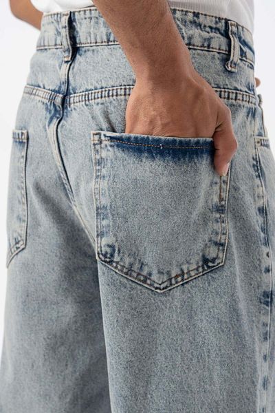 jaceyjace Relax Baggy Jean Trousers with Grinding - Blue