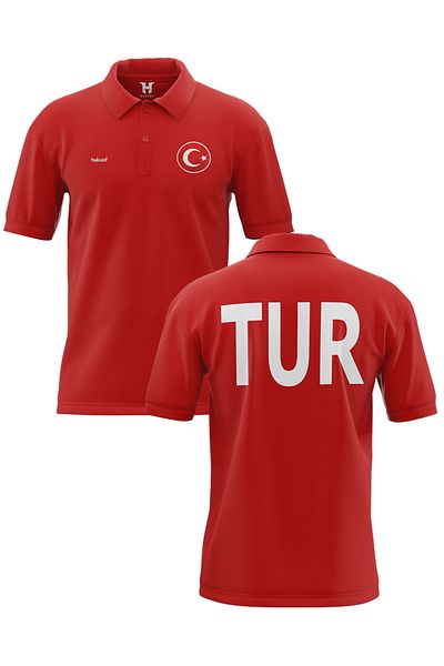hakuof Tour Printed Cotton Collar Turkey Jersey T-Shirt Original Metallized Flag