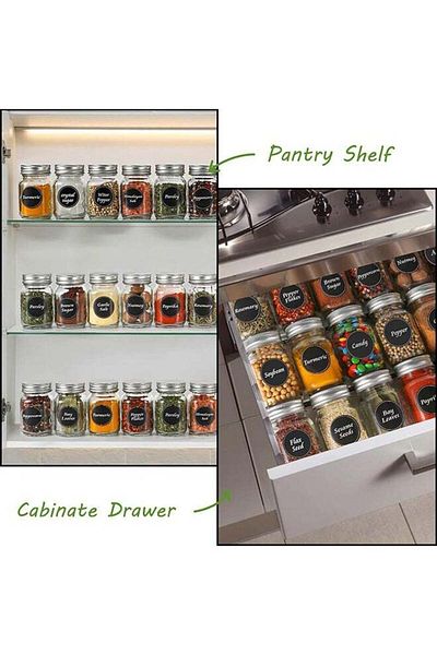 Saharaz 24-Piece Glass Spice Jar Set,With silicone funnel,120ml,storing condiments,for Kitchen