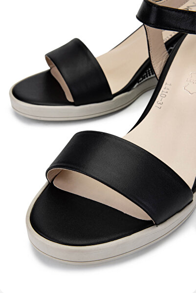 Tamer Tanca Women's Genuine Leather Black Heeled Shoes