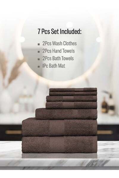 Generic Cotton Berg 7 Piece Towel Set 550 GSM Quick Dry Highly Absorbent Thick Soft Hotel Quality