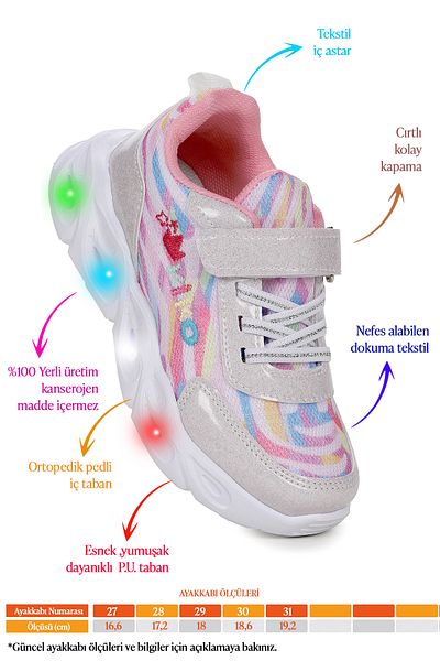 KARAMAZI Karamazı Kids Teno Velcro Lighted Girls' Sports Shoes