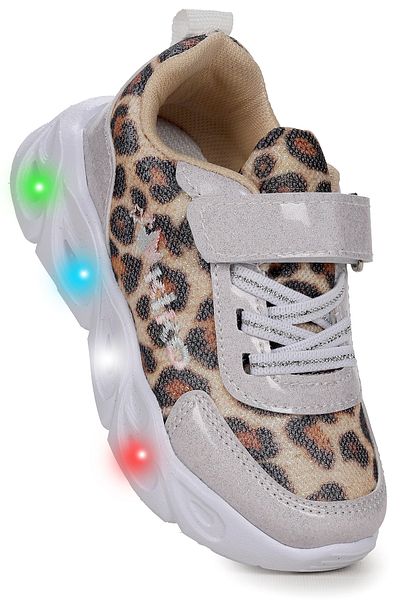KARAMAZI Karamazı Kids Teno Leopard Patterned Velcro Lighted Baby Girl Sports Shoes
