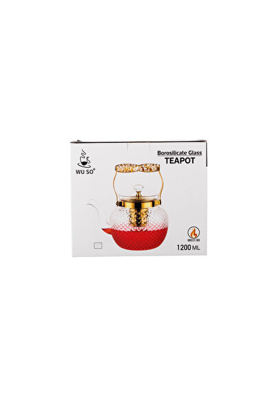 ABAREEK 1200ml Thermal Glass Teapot with Gold Infuser