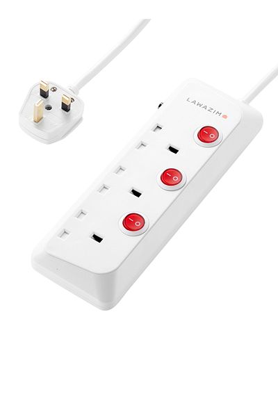 Lawazim 3-Way Heavy-Duty Extension Cord – 2990W with 5M Cable and Individual On/Off Buttons
