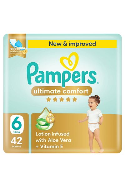 Pampers Ultimate Comfort Taped Diapers, Size 6, 13+kg, Giant Pack, 42 pcs