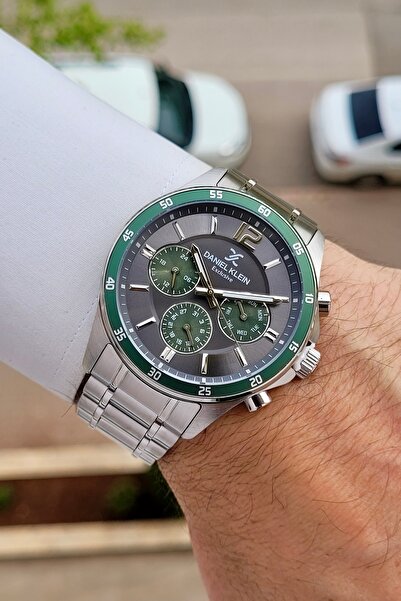 Daniel Klein Silver Füme Yeşil Renk 24 Ay Garantili Fonksiyonları Aktif Erkek...