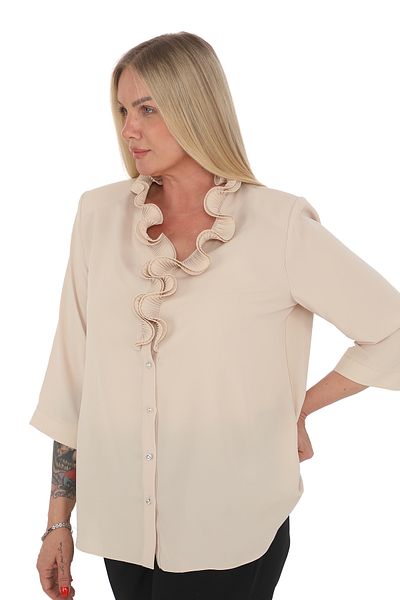 KİFAYET 22427 Jesika Shirt with Ruffled Collar and 3/4 Sleeves (R) (B105)